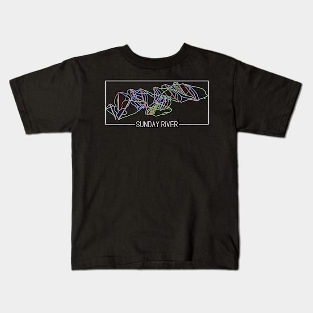 Sunday River Colored Trail Map Kids T-Shirt by ChasingGnarnia